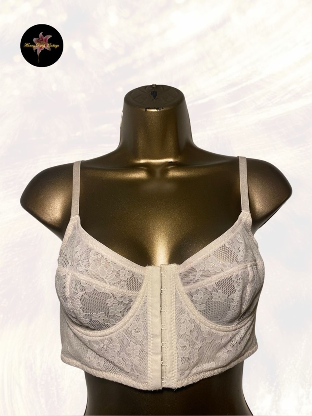 Y2K Ivory Lace Longline Bustier Bralette